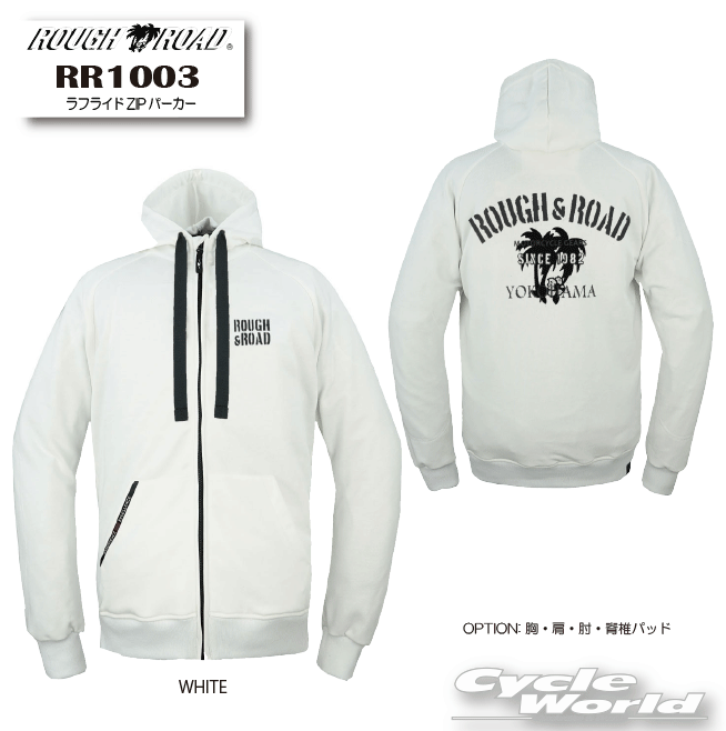 樂天商城 - ☆【ROUGH&ROAD】RR1003《WHITE/ホワイト》ラフライドZIPパーカー　春夏ジャケット　ラフ＆ロード　メンズ　レディース 【バイク用品】