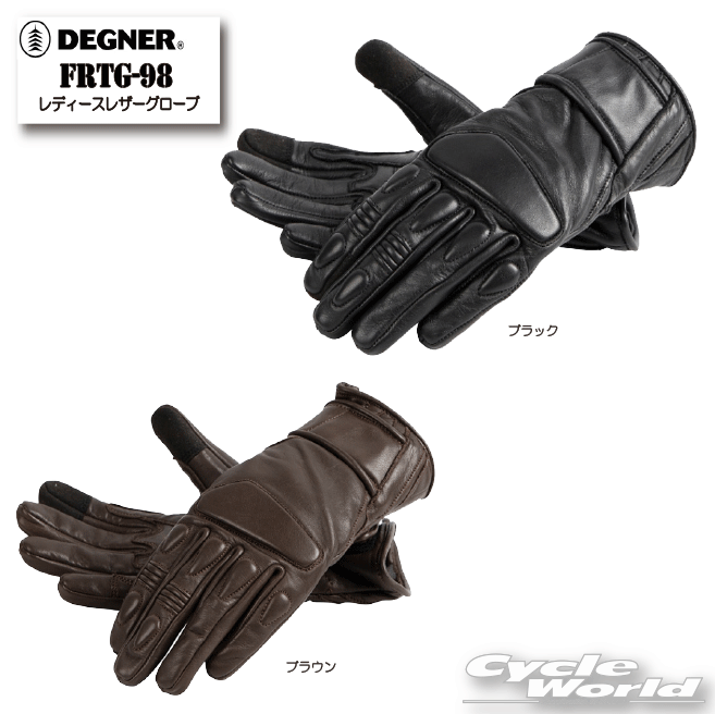 ☆正規品【DEGNER】FRTG-98　レディースレザーグローブ 　レディース　LEATHER GLOVE　ショートグローブ　スマホタッチ　レザー　牛革　デグナー【バイク用品】