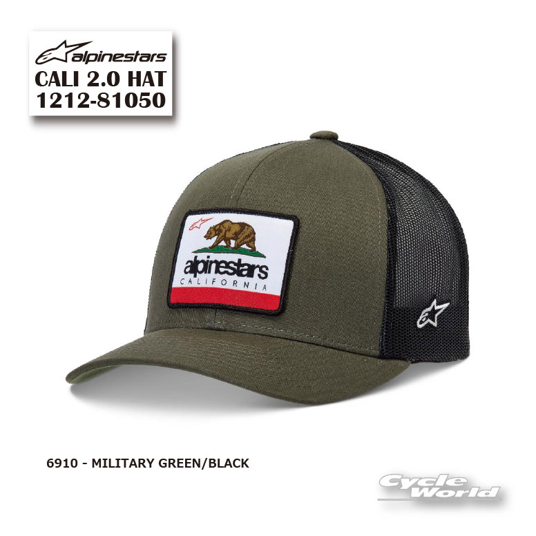 ☆【あす楽対応】正規品【ALPINESTARS】CALI 2.0 HAT《1212-81050 MILITARY GREEN/BLACK(6910) 》 キャップ CAP 帽子 野球帽 アルパインスターズ イタリア 取り寄せ【バイク用品】