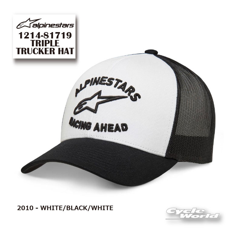 ☆●正規品【ALPINESTARS】TRIPLE TRUCKER HAT《1214-81719 WHITE/BLACK/WHITE(2010) 》 キャップ CAP 帽子 野球帽 アルパインスターズ イタリア 取り寄せ【バイク用品】