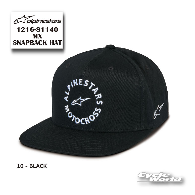 ☆【あす楽対応】正規品【ALPINESTARS】MX SNAPBACK HAT《1216-81140 BLACK(10) 》 キャップ CAP 帽子 野球帽 アルパインスターズ イタリア 取り寄せ【バイク用品】