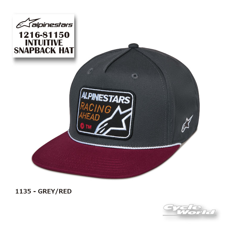 ☆【あす楽対応】正規品【ALPINESTARS】INTUITIVE SNAPBACK HAT《1216-81150 GREY/RED(1135) 》 キャップ CAP 帽子 野球帽 アルパインスターズ イタリア 取り寄せ【バイク用品】
