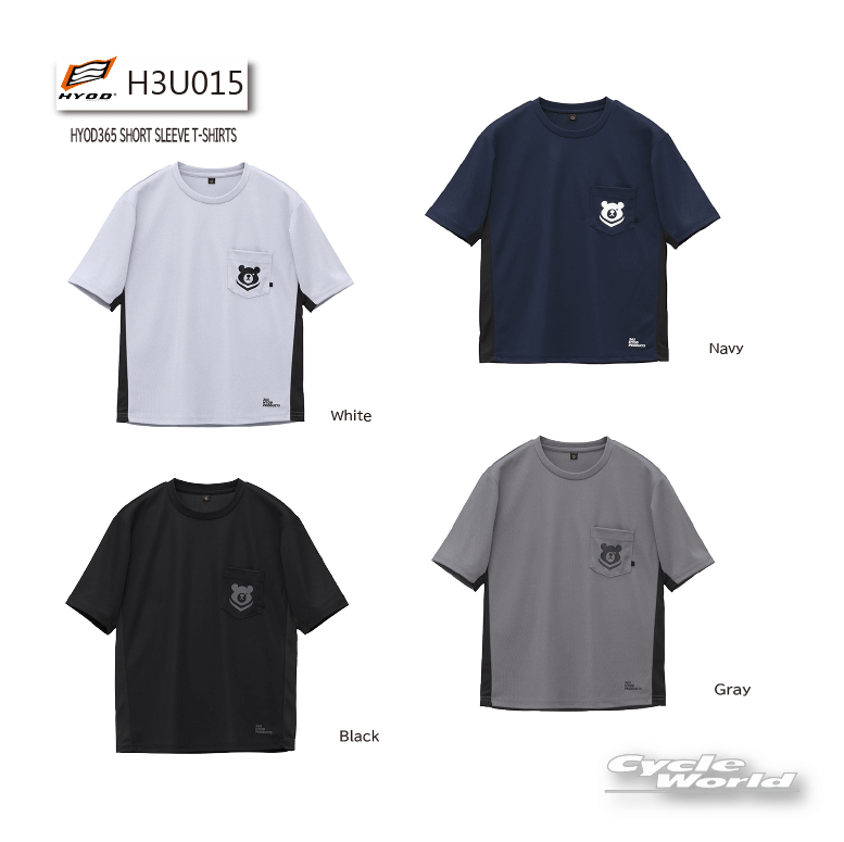 ☆【HYOD】H3U015 HYOD365 SHORT SLEEVE T-SHIRTS Tシャツ 半袖 Black Gray Navy White ヒョウドウプロダクツ【バイク用品】