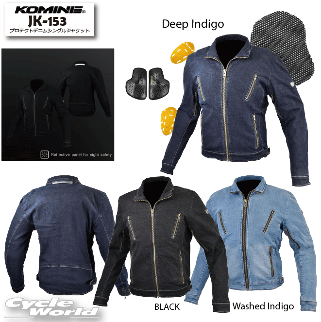 ☆ * [KOMINE] JK-153 프로텍트 데님 싱글 재킷 봄용 여름용 가을용 데님 재킷 맨즈 투어링 큰 사이즈 와이드 사이즈 느긋한 사이즈 코미네 [오토바이 용품]