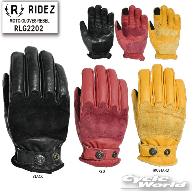 ☆【RIDEZ】《RLG2202》MOTO GLOVES REBEL バイク用 レザーグローブ　牛革　グローブ　レザー　タッチパネル　ライズ　ライズインターナショナル　【バイク用品】