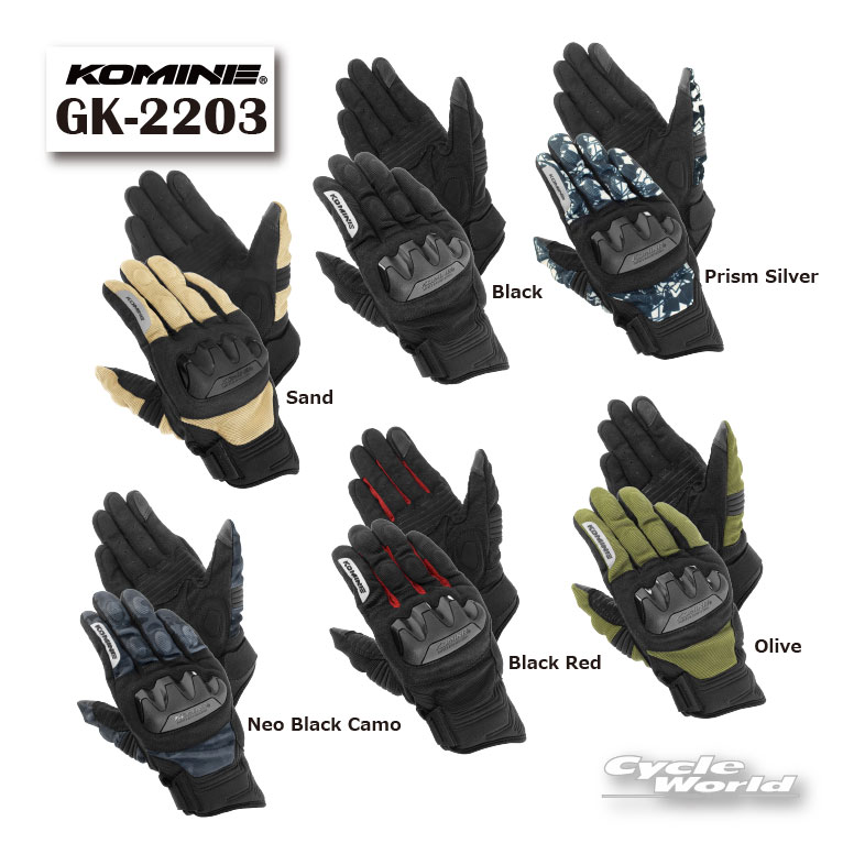 ☆《NEW COLOR》【KOMINE】GK-2203 プロテクトメッシュグローブ 春夏用　ツーリング　メンズ　レディース　コミネ 【バイク用品】