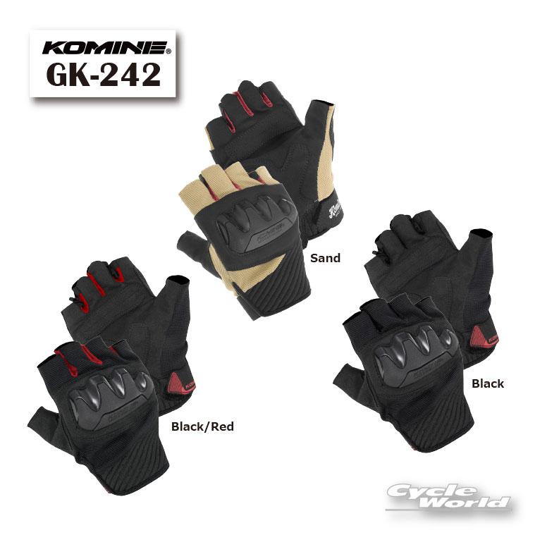 ☆《NEW COLOR》【KOMINE】GK-242 プロテクトメッシュハーフフィンガーグローブ 春夏用 コミネ【バイク用品】