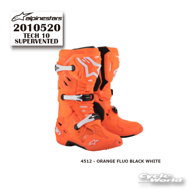 Alpine Star - ☆正規品【ALPINESTARS】TECH 10 SUPERVENTED BOOTS 《2010520》ORANGE FLUO BLACK WHITE (4512)　 テック10　スーパーベント　ブーツ　アルパインスターズ　モトクロス オフロードブーツ　オフロード　イタリア取り寄せ【バイク用品】