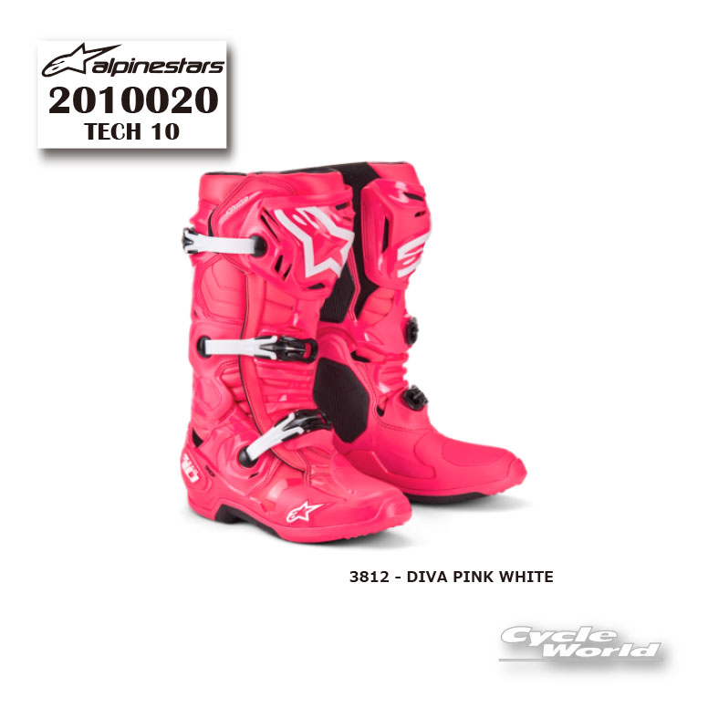 ☆正規品【ALPINESTARS】TECH 10　ブーツ　《2010020》DIVA PINK WHITE (3812)　イタリア取り寄せ テック10 アルパインスターズ　 モトクロス　オフロード　MX【バイク用品】