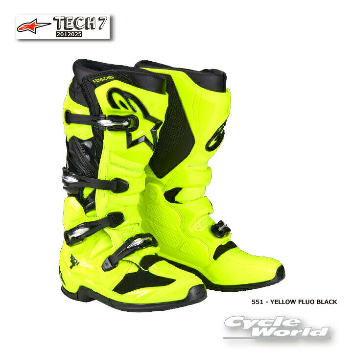 ☆正規品【ALPINESTARS】TECH 7 2012025 《551 - YELLOW FLUO BLAC》イタリア取り寄せ テック7 　アルパインスターズ　 モトクロス オフロードブーツ　オフロード　MX　TECH7【バイク用品】