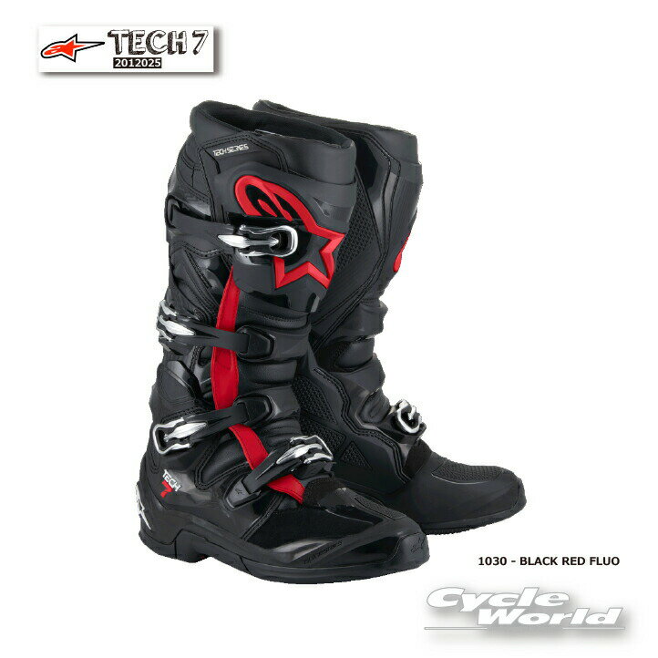 ☆正規品【ALPINESTARS】TECH 7 2012025 《1030 - BLACK RED FLUO》イタリア取り寄せ テック7 　アルパインスターズ　 モトクロス オフロードブーツ　オフロード　MX　TECH7【バイク用品】