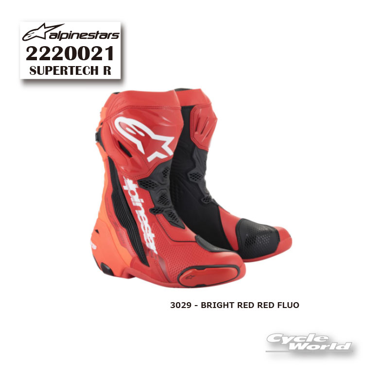 ☆正規品【ALPINESTARS】SUPERTECH R 《2220021》 BRIGHT RED RED FLUO (3029)　 スーパーテックR　ブーツ　アルパインスターズ　イタリア取り寄せ【バイク用品】