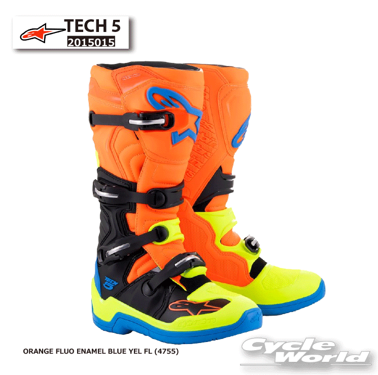 Off-Road Boots - 正規品【ALPINESTARS】TECH 5《ORANGE FLUO ENAMEL BLUE YEL FL (4755)》 テック5オフロード ブーツ イタリア取り寄せ オフロードブーツ トライアル アルパインスターズ 2015015　【バイク用品】
