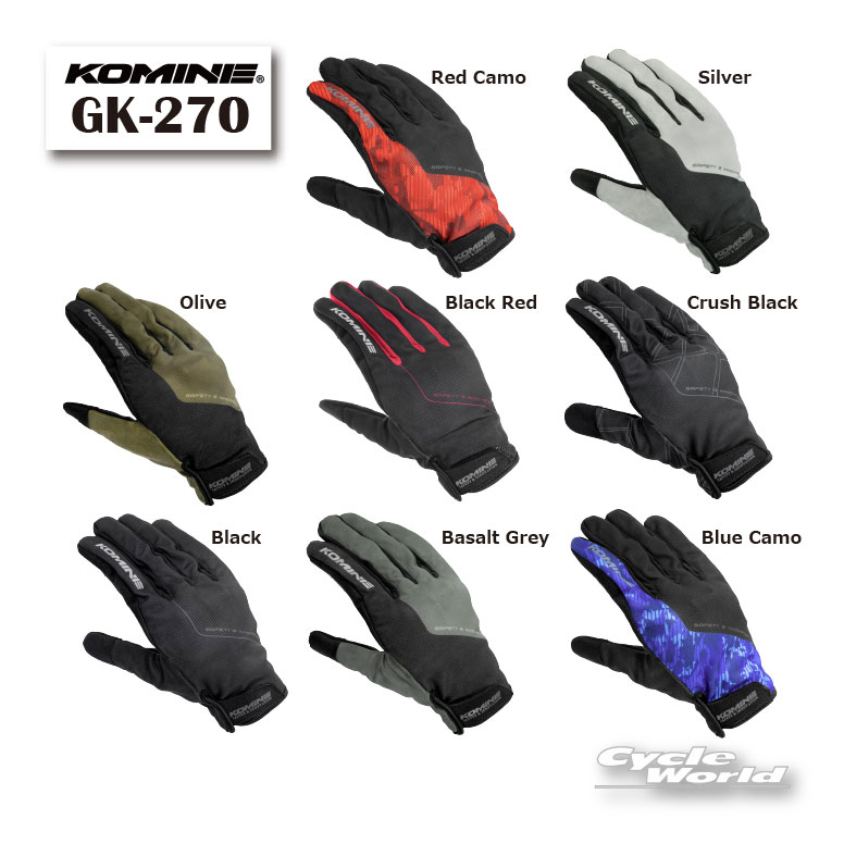 Rakuten - ☆【ネコポス対応】《NEW COLOR》正規品【KOMINE】GK-270 プロテクトメッシュグローブ メッシュ　春夏　夏用　ツーリング　 コミネ【バイク用品】