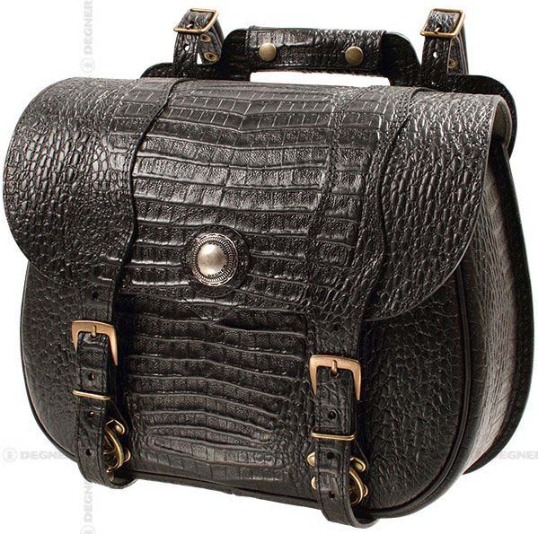 ☆【DEGNER】SB-24CR クロコダイル柄レザーサドルバッグ LEATHER SADDLEBAG 黒 アメ...