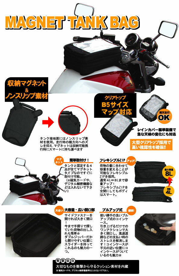 ☆DEGNER デグナー　NB-29MAG　マグネット式タンクバッグ　カラー ブラック 【バイ...