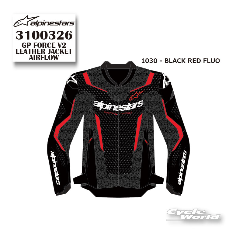 正規品GP FORCE V2 LEATHER JACKET AIRFLOW《3100326》 BLACK RED FLUO (1030) イタリア取り寄せ ジャケット スポーツ アルパインスターズ 