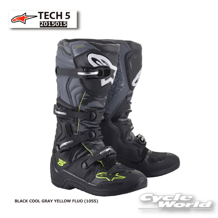 正規品【ALPINESTARS】TECH 5《BLACK COOL GRAY YELLOW FLUO (1055)》 テック5オフロード ブーツ イタリア取り寄せ オフロードブーツ トライアル アルパインスターズ 2015015　【バイク用品】