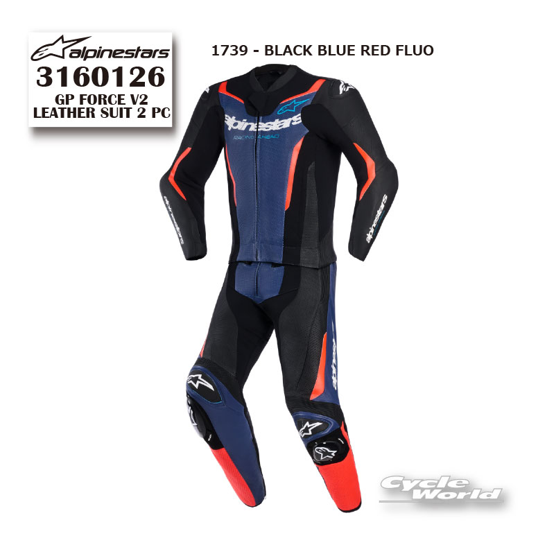 正規品【ALPINESTARS】GP FORCE V2 LEATHER SUIT 2 PC《3160126》 BLACK BLUE RED ...