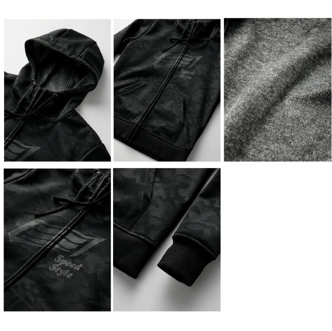 バイク用品専門店サイクルワールドの☆【HYOD】STU718　WIND BLOCK HEAT FULL ZIP PARKA　ウィンドブロック　パーカ　スウェット　防風　保温　シャギー　ヒョウドウプロダクツ【バイク用品】｜アングル2