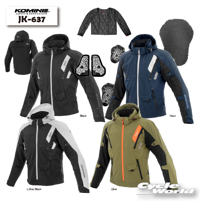 ☆2026-27 秋冬【KOMINE】 JK-637 エニグマG2ソフトシェルジャケットソリアーノII 保温ライナー付き ウィンター WINTER JACKET 肩 肘 胸 CE規格レベル2 プロテクター付き 街乗り ツーリング メンズ レディース 大きいサイズ コミネ【バイク用品】