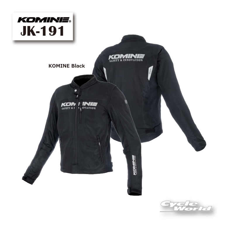 ◆JK-191 エニグマG2フルメッシュジャケット《KOMINE Black》◆メッシュ生地を全面に使用し、走行風を効果的に取り込むフルメッシュジャケット。肩・肘・胸部には通気性と衝撃吸収性に優れたENIGMA G2ソフトプロテクター(CE規格レベル2認証取得)、背中には軽量で通気性が高いハニカム構造EVAパッドを装備。・乗車姿勢の取りやすい3Dパターン・夜間視認性を高めるリフレクター : 胸・腕・背中・胸部プロテクター : KOMINE SK-869 (CE Lv.2 /ソフトタイプ)・肩プロテクター : KOMINE SK-866 (CE Lv.2 /ソフトタイプ)・肘プロテクター : KOMINE SK-865 (CE Lv.2 /ソフトタイプ)・脊椎プロテクター : KOMINE SK-815・偽造防止4Dラベル■MATERIALS[outshell] polyester [lining] polyester■PROTECTORshoulder・elbow・back・chest※価格帯の異なるサイズはこちらとは別のページにて販売中です。------------------------------------※ブラウザやお使いのモニター環境により、掲載画像と実際の商品の色味が若干異なる場合があります。商品詳細画像は今シーズン展開外カラーを掲載していることがあります。掲載の価格・デザイン・仕様について、予告なく変更することがあります。あらかじめご了承ください。商品の詳細に関しましてはメーカーサイトをご確認頂ますようお願い致します。★送料・納期などの注意点につきましては必ず弊社会社概要ページの「ショップからの重要なご案内」をお読みいただき注文をお願いいたします。-----------------------------------------------------------------------------------------------------