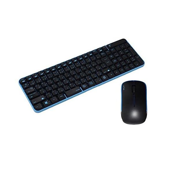 (株)ユニーク ワイヤレスマウス&キーボードコンボ サイレントモデル Black&Blue MK48367GBS