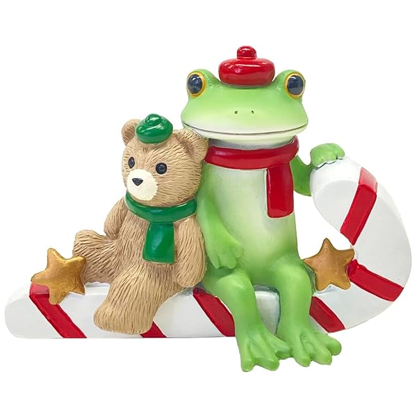 74301 コポー クリスマスステッキに乗るカエル