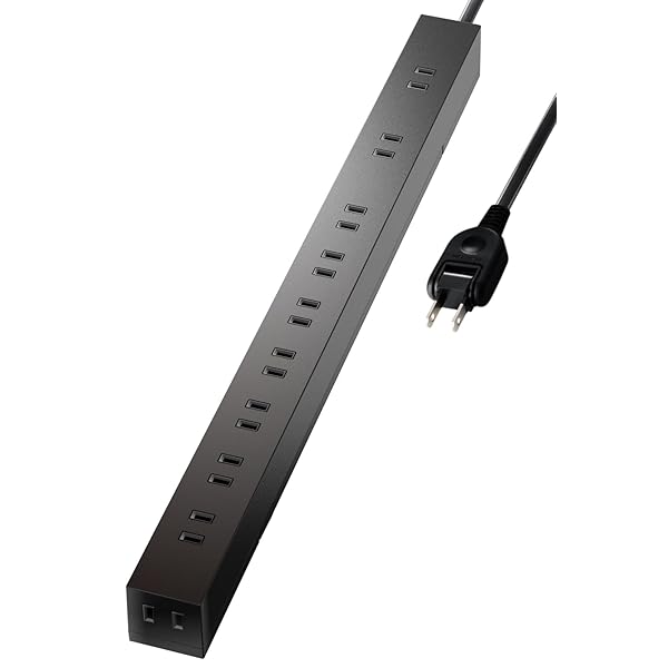 電源タップ 雷ガード 10個口 1m ほこりシャッター 【 固定 ・吊下可能な回転パーツ付き】 ブラック ECT..
