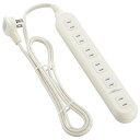 電機 電源タップ 6個口タップ 1.5m L型プラグ 耐トラッキング アダプター対応 ホワイト HS-T615W22 00-1649