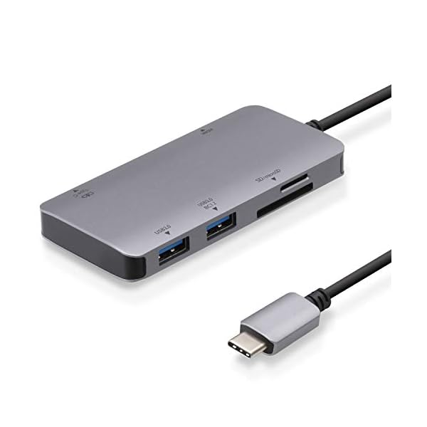 USB Type-C ハブ ドッキングステーション 6-in-1 DST-C12SV/EC 100W PD対応 USB3.1 Type-C×1ポート USB3.0-A×2ポート 4K対応HDMI×1ポート SD/microSDスロット ケーブル長30