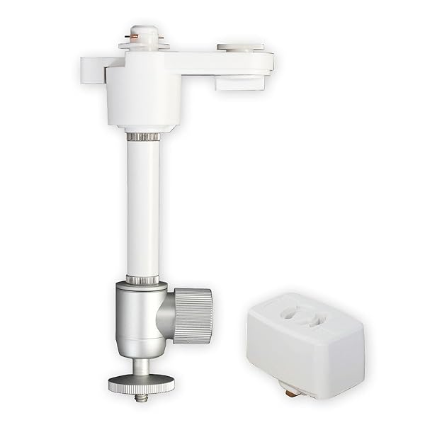 ダクトレール ライティングレール用プロジェクター天吊金具 ダブルロック ホワイト 耐荷重1Kg プラグ付き 1/4インチネジ 自宅/オフィス/店舗 角度調節360° 高さ2段階調整 PMB-L550W-CPW