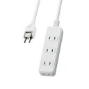 電源タップ 雷ガード スウィングプラグ ほこりシャッター付 4個口 1m ホワイト T-KST02-22410WH(2)