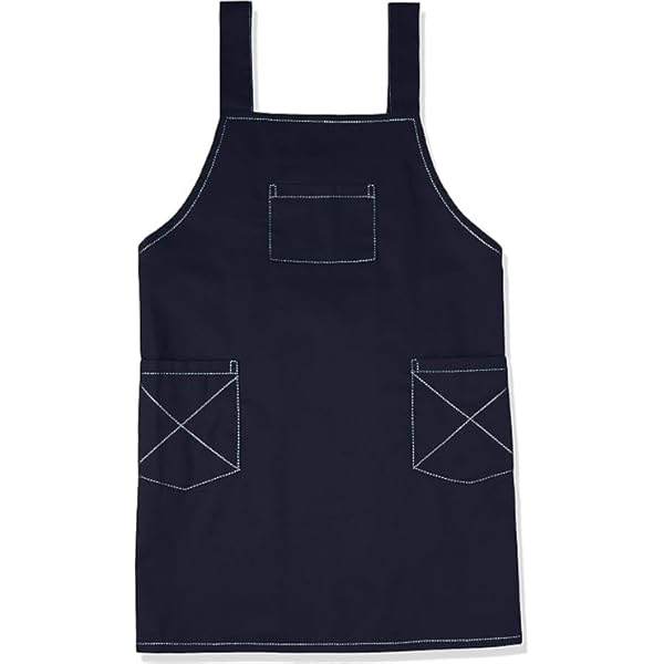 子供用エプロン シンプル無地 キッズ ネイビー 130 cm