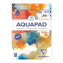 クレールフォンテーヌ 水彩紙 【アクアパッド】 A4 (50枚入) 画用紙 中目 超厚口 300g パッド cf975721