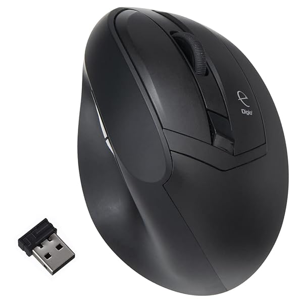Digio2 エルゴノミクス マウス ワイヤレス 5ボタン BlueLED ブラック Z0520