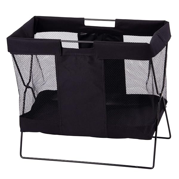 荷物置き 折り畳み メッシュバッグ 大 ブラック 折りたためる コンパクトに収納できる カバン置き SB-057