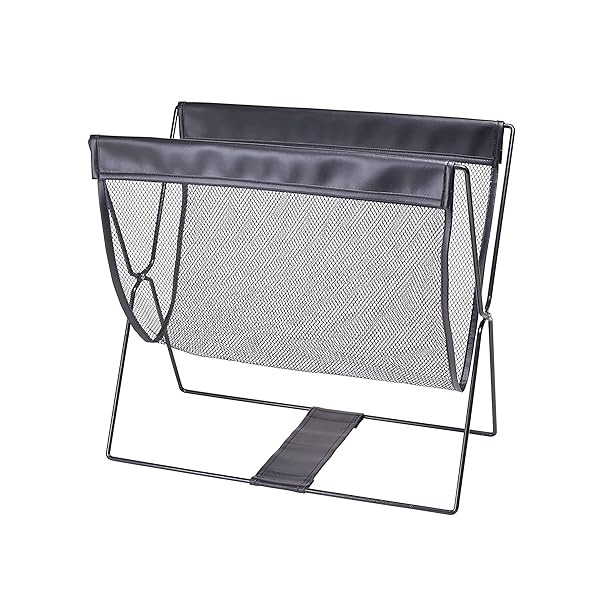 荷物置き レザー調 折り畳み メッシュバッグ ブラック ハンモック型 折りたためてコンパクトに収納でき..