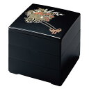 J-kitchens 重箱 3段 6.5寸 彩 お重箱 黒花車 19.5cm x 19.5cm x 16.5cm 日本製