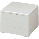 J-kitchens 重箱 3段 6.5寸 彩 お重箱 ホワイトパール 内塗無 19.5cm x 19.5cm x 16.5cm 日本製