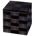 J-kitchens 重箱 3段 7寸 七福 お重箱 黒紫彩市松 21.2cm x 21.2cm x 19.2cm 日本製