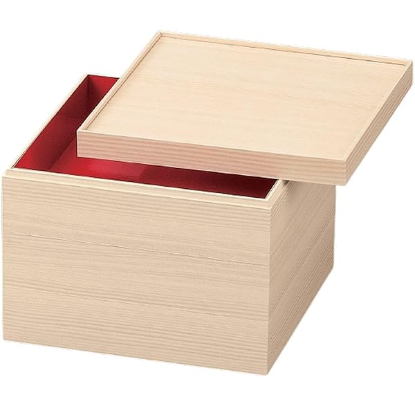 J-kitchens 重箱 3段 5.5寸 良木 紙 お重箱 司白木 16.5cm x 16.5cm x 16.1cm 日本製