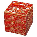J-kitchens 重箱 3段 6.5寸 彩校倉 重朱折鶴 19.4cm x 19.4cm x 19.2cm 日本製