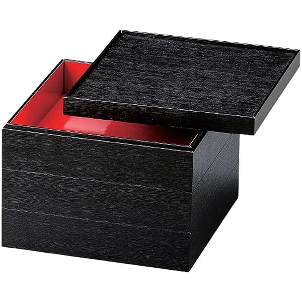 J-kitchens 重箱 3段 8.0寸 良木 紙 お重箱 黒木目 24.2cm x 24.2cm x 16.0cm 日本製