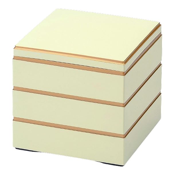 J-kitchens 重箱 日本製 3段 7.0寸 彩校倉 白渕金 20.8cm x 20.8cm x 19.5cm