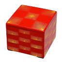 J-kitchens 御節重箱 日本製 3段 6.5寸 彩 重朱松葉市松 19.5cm x 19.5cm x 16.5cm