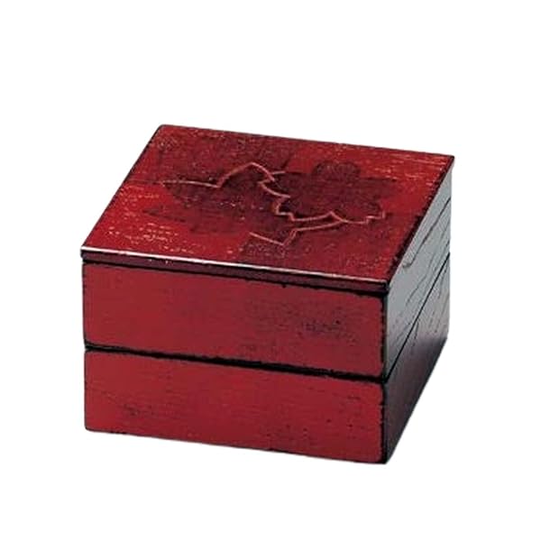 J-kitchens 御節重箱 日本製 木製 色紙春秋布張 45二段姫重 根来 （1組) 13.8cm おせち