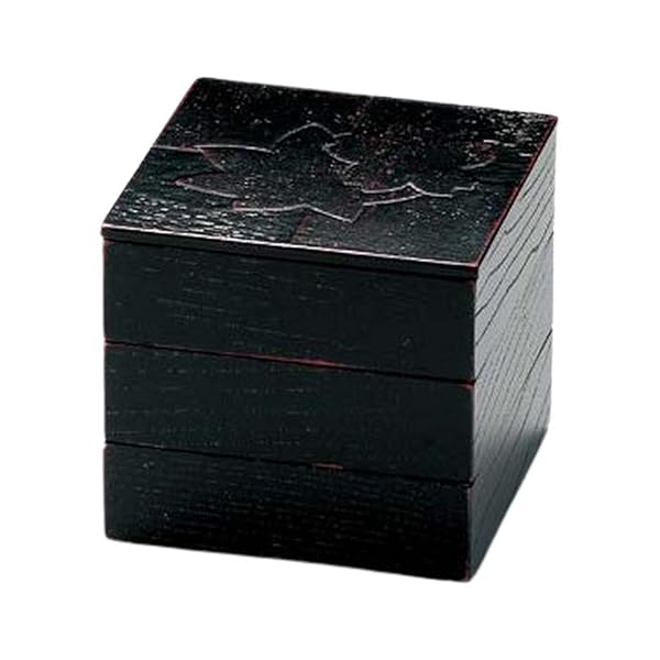 J-kitchens 御節重箱 日本製 木製 色紙春秋布張 45三段姫重 曙 （1組) 13.8cm おしゃれ