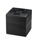 J-kitchens 日本製 重箱 彩雲市松 50三段重 黒 (1組) 15cm おせち用