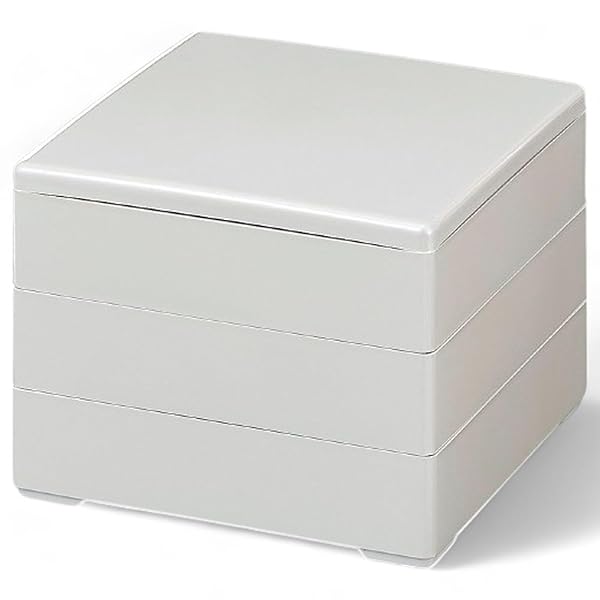 J-kitchens 漆器 重箱 3段 6.5寸 彩 ホワイトパール 内塗無 19cm 樹脂製 お重 お重箱 日本製